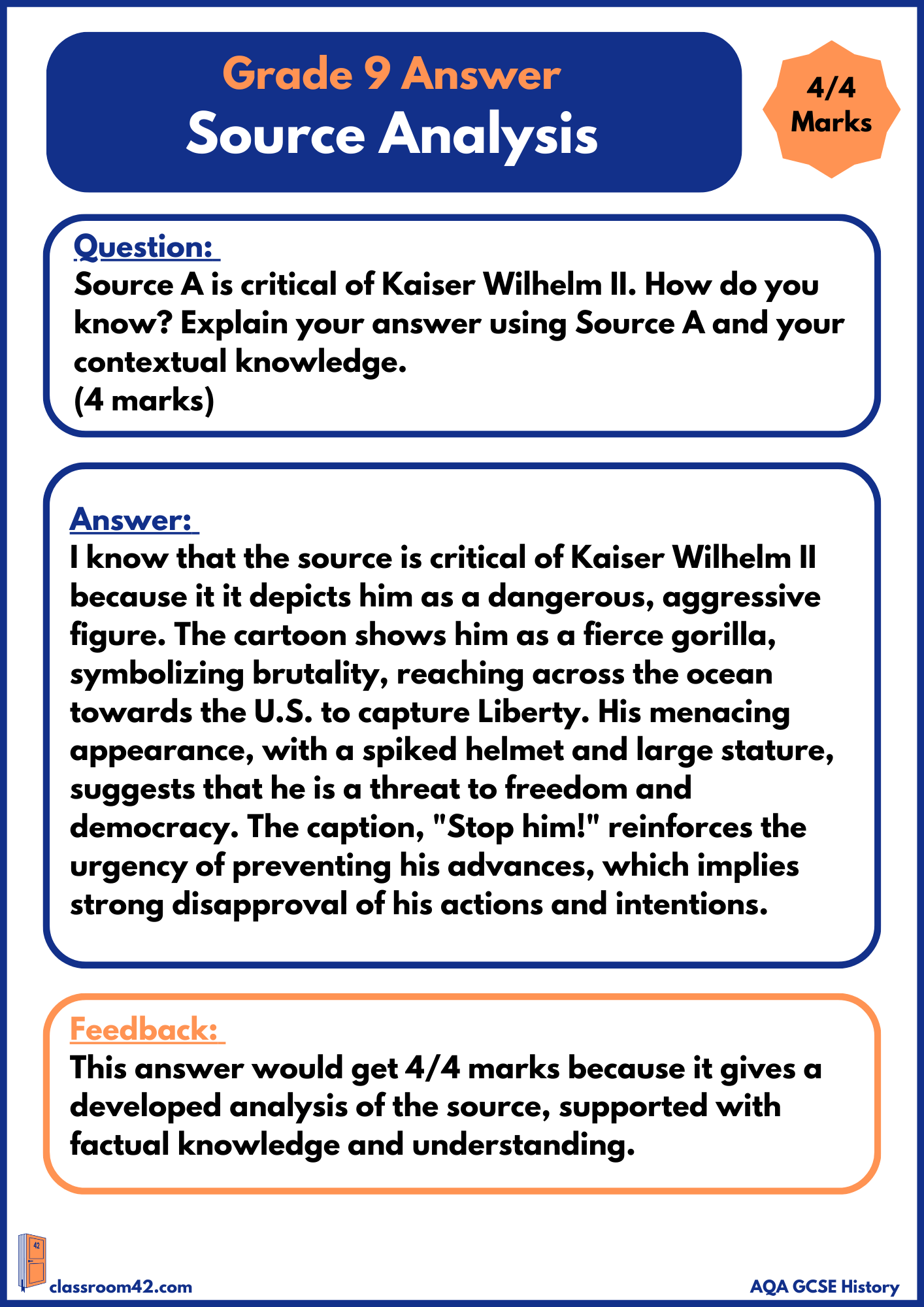 Source Analysis – Example Answer AQA First World War