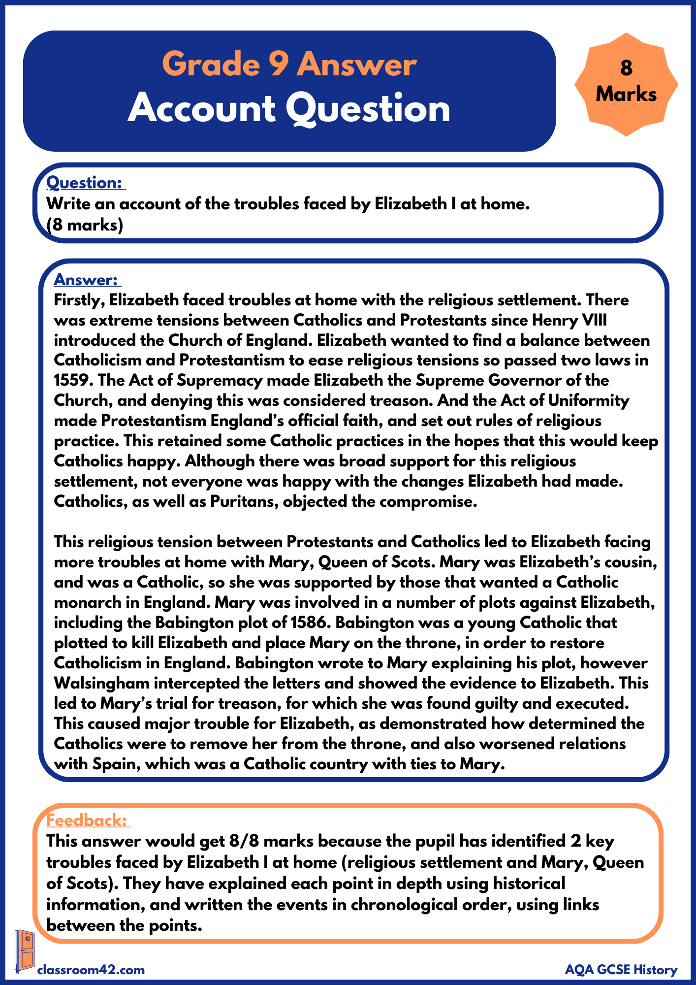 Account – Example Answer Elizabethan