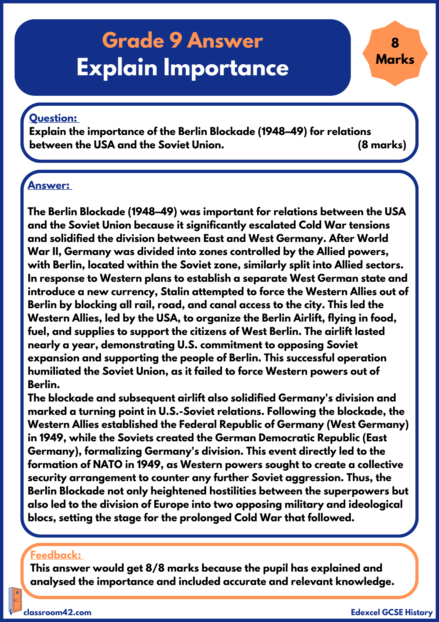 Explain Importance – Example Answer Cold War