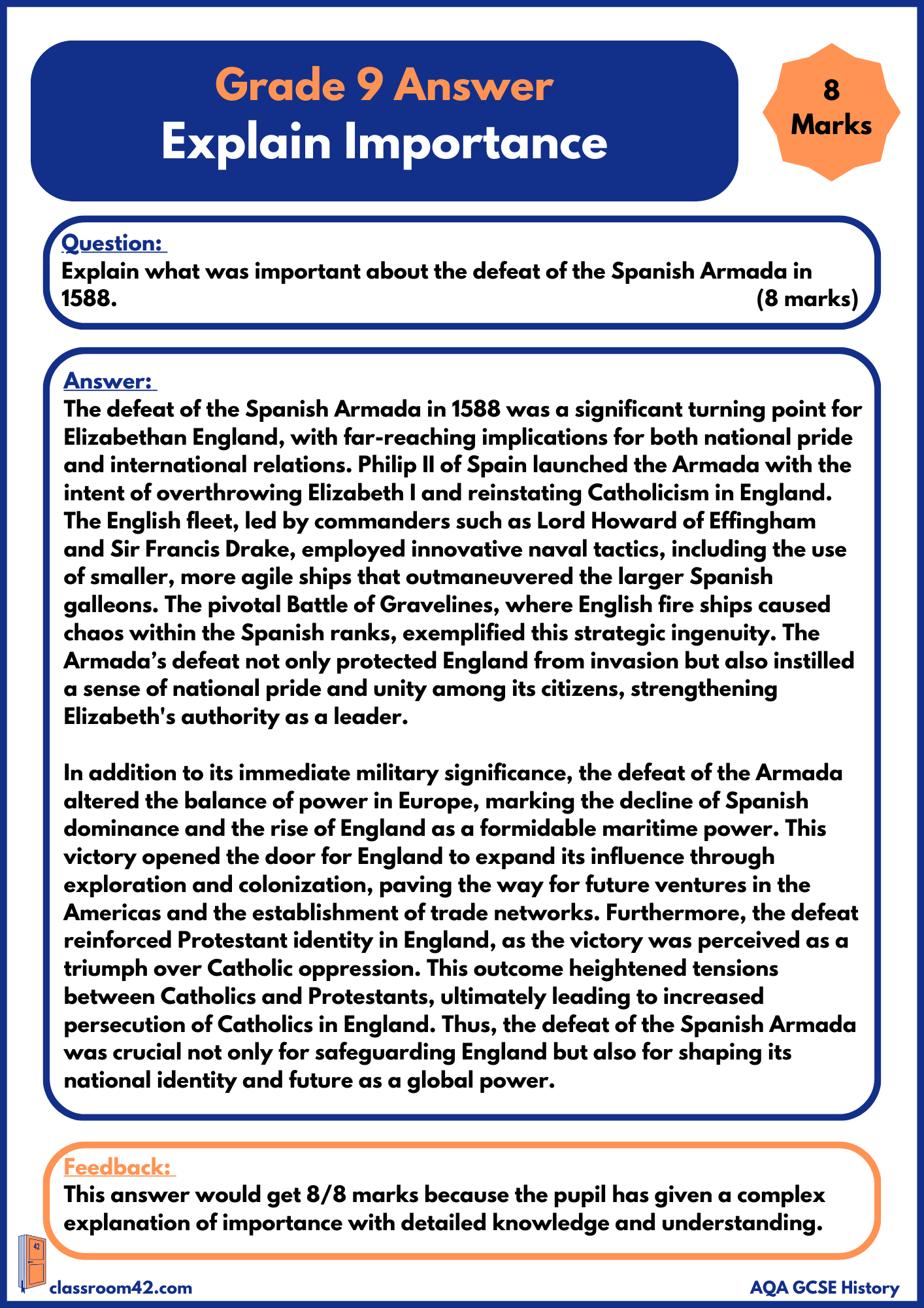 Explain Importance – Example Answer Elizabethan England AQA