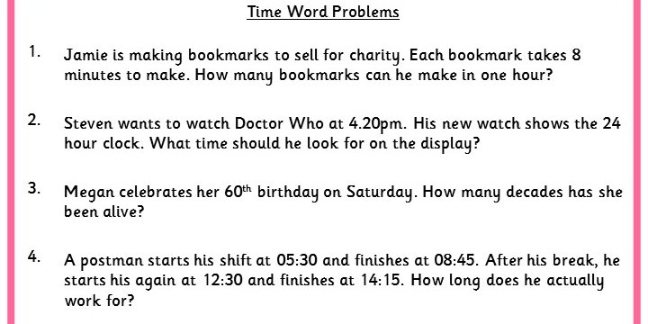 time word problems classroom secrets