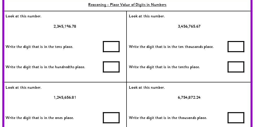place value of digits in numbers ks2 reasoning test practice classroom secrets