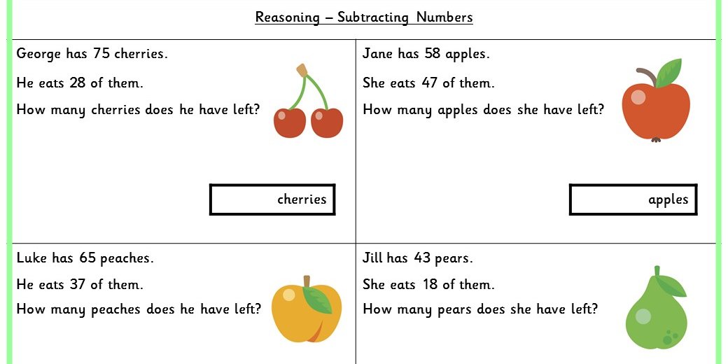 subtracting numbers ks1 reasoning test practice classroom secrets