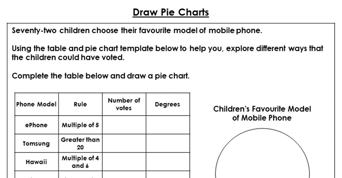 year 6 draw pie charts lesson classroom secrets classroom secrets