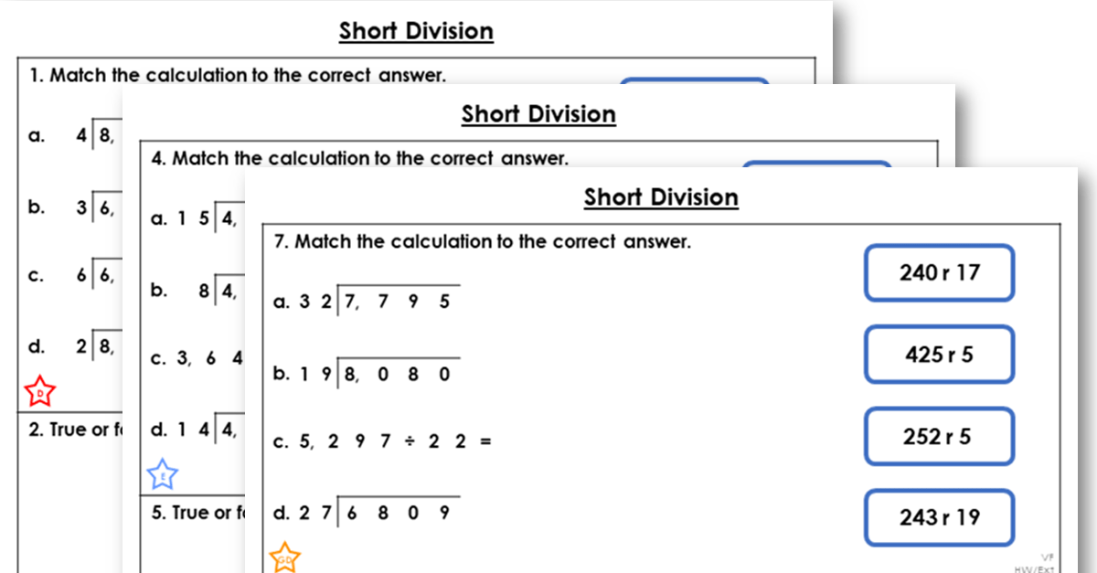 year 6 short division lesson classroom secrets classroom secrets