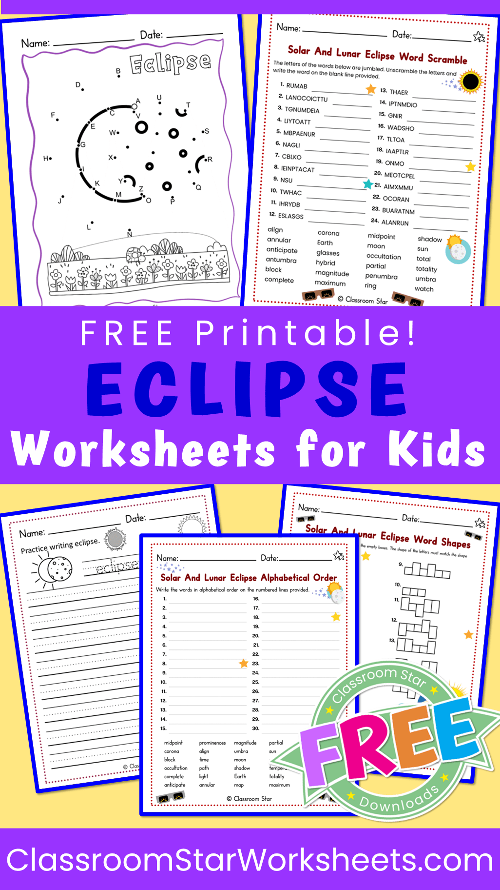 Fun eclipse worksheets for kids
