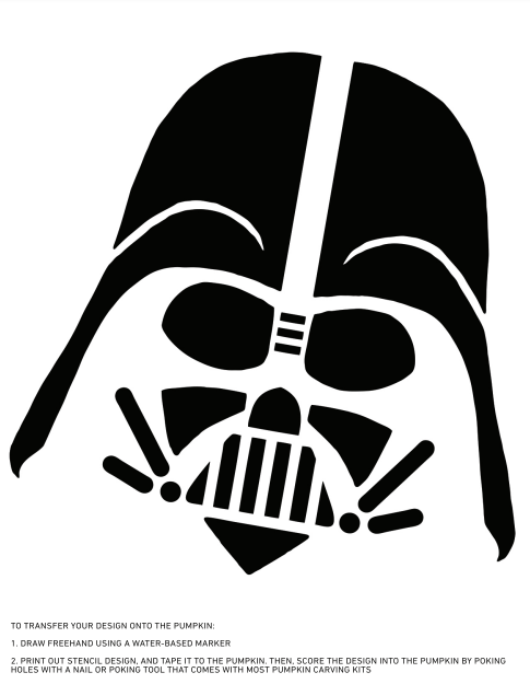 Free darth vader pumpkin carving stencil