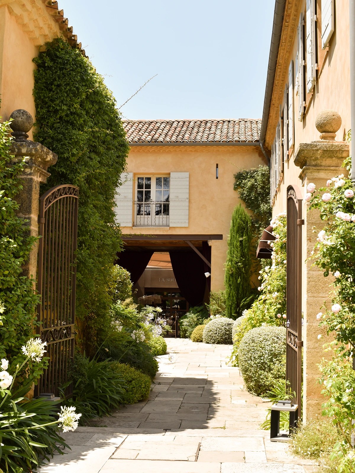 The entrance to Chateau de la gaude luxury hotel and vinyard in Aix-en-Provence