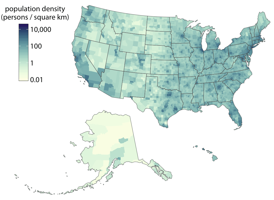 SDS 366 Visualizing Geospatial Data Population Density Counties 1 
