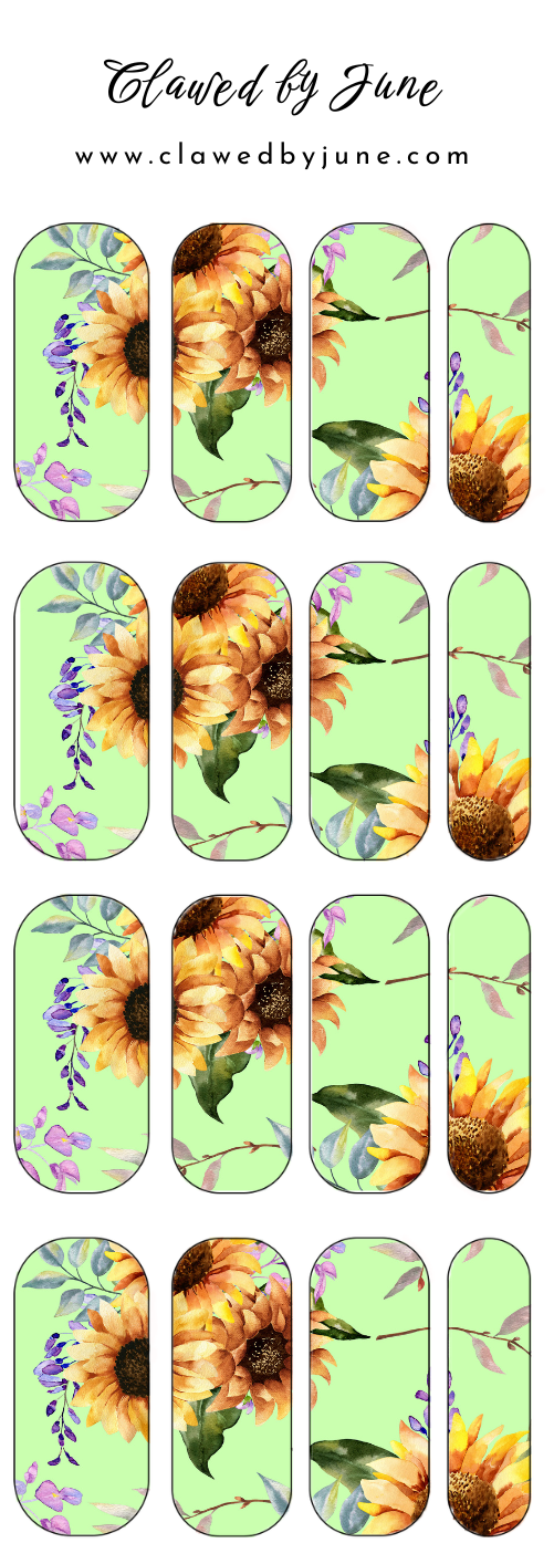 Sunflower Waterslide Nail Decals