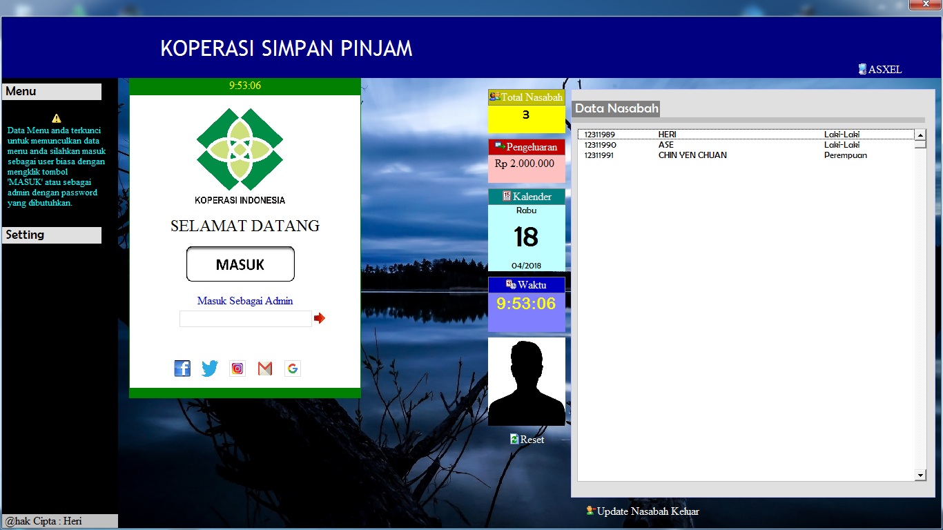  Upkleuwisari Aplikasi Koperasi Simpan Jam Gratisssssss Silahkan pakai software Koperasi Simpan Pinjam KSP buatan saya ini secara GRATIS software ini merupakan edisi full version dan tidak trial nominal transaksi tidak dibatasi dan jumlah transaksinya tidak terbatas unlimited.