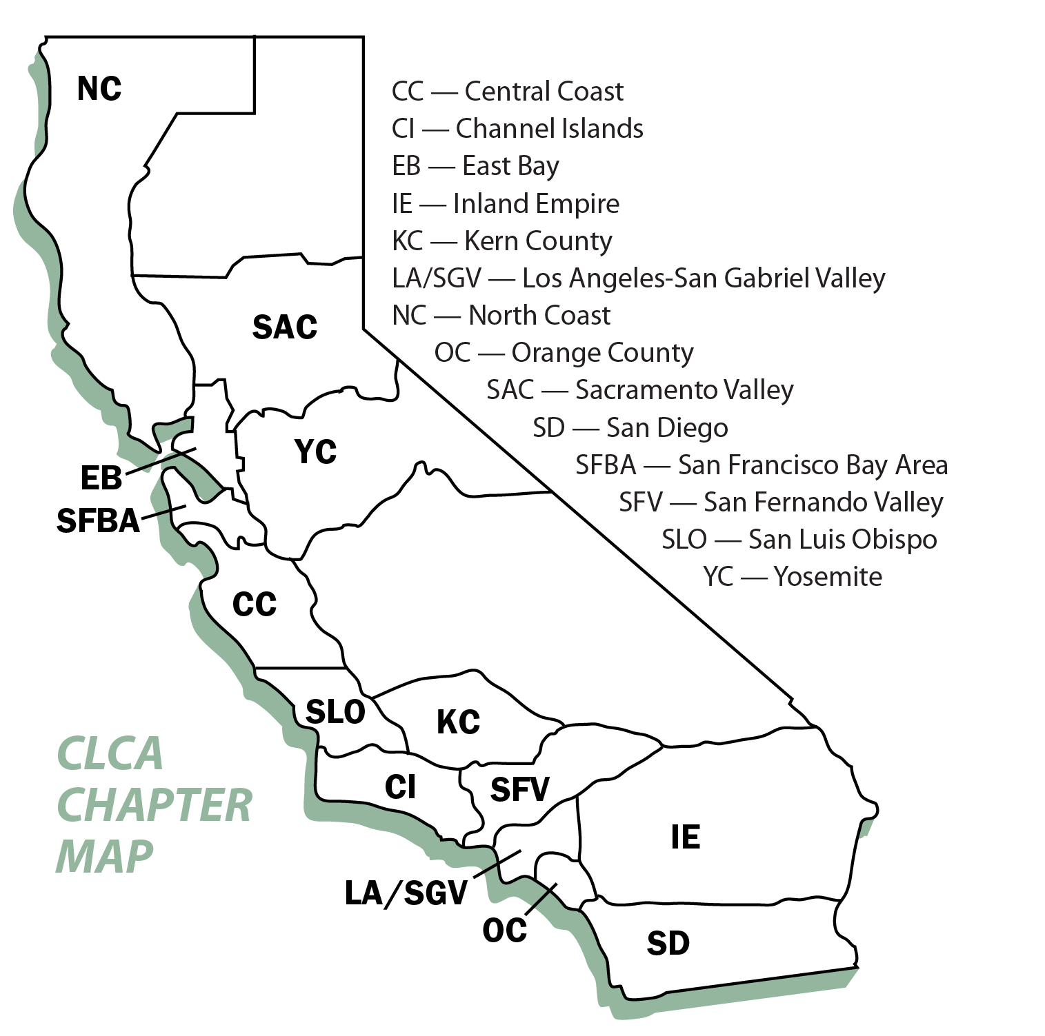 CLCA chapter map