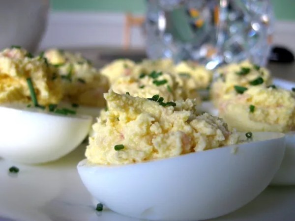 Smoked salmon deviled eggs