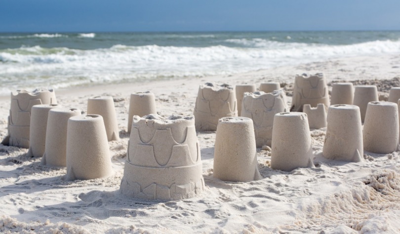 Sand castles on the beach