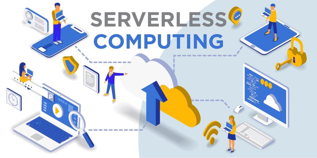 Illustration of serverless computing architecture with functions, events, and cloud services