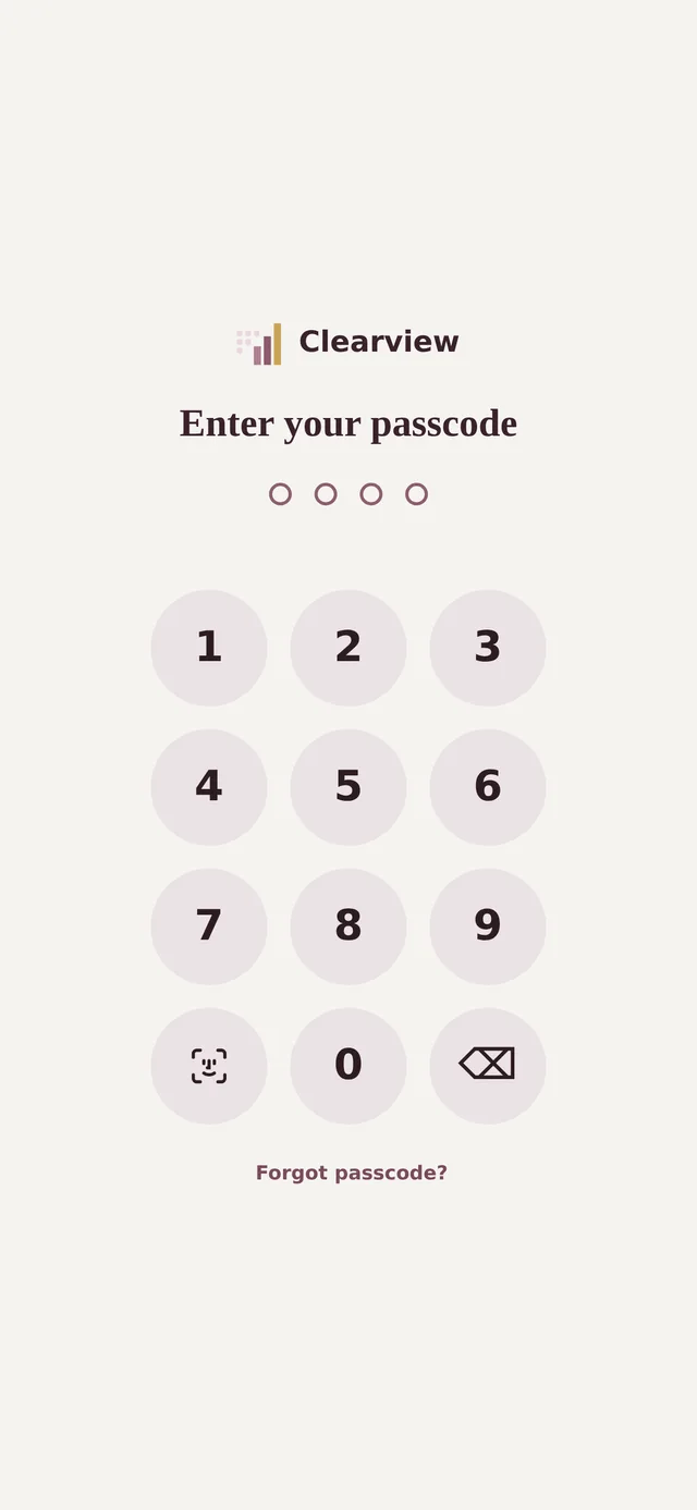 App lock passcode screen