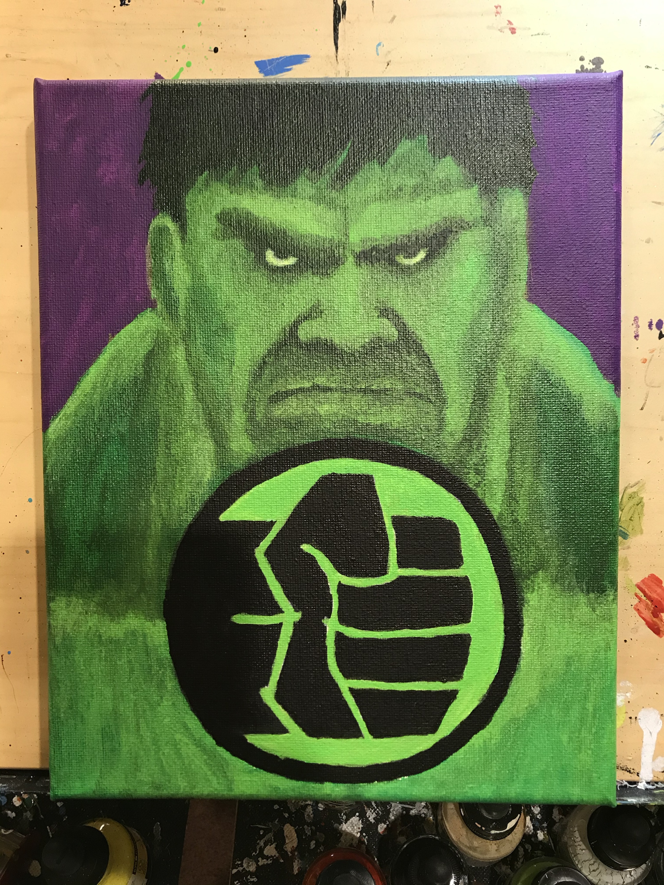Acrylic Ink Painting 8x10 of Marvels image of The Incredible Hulk
