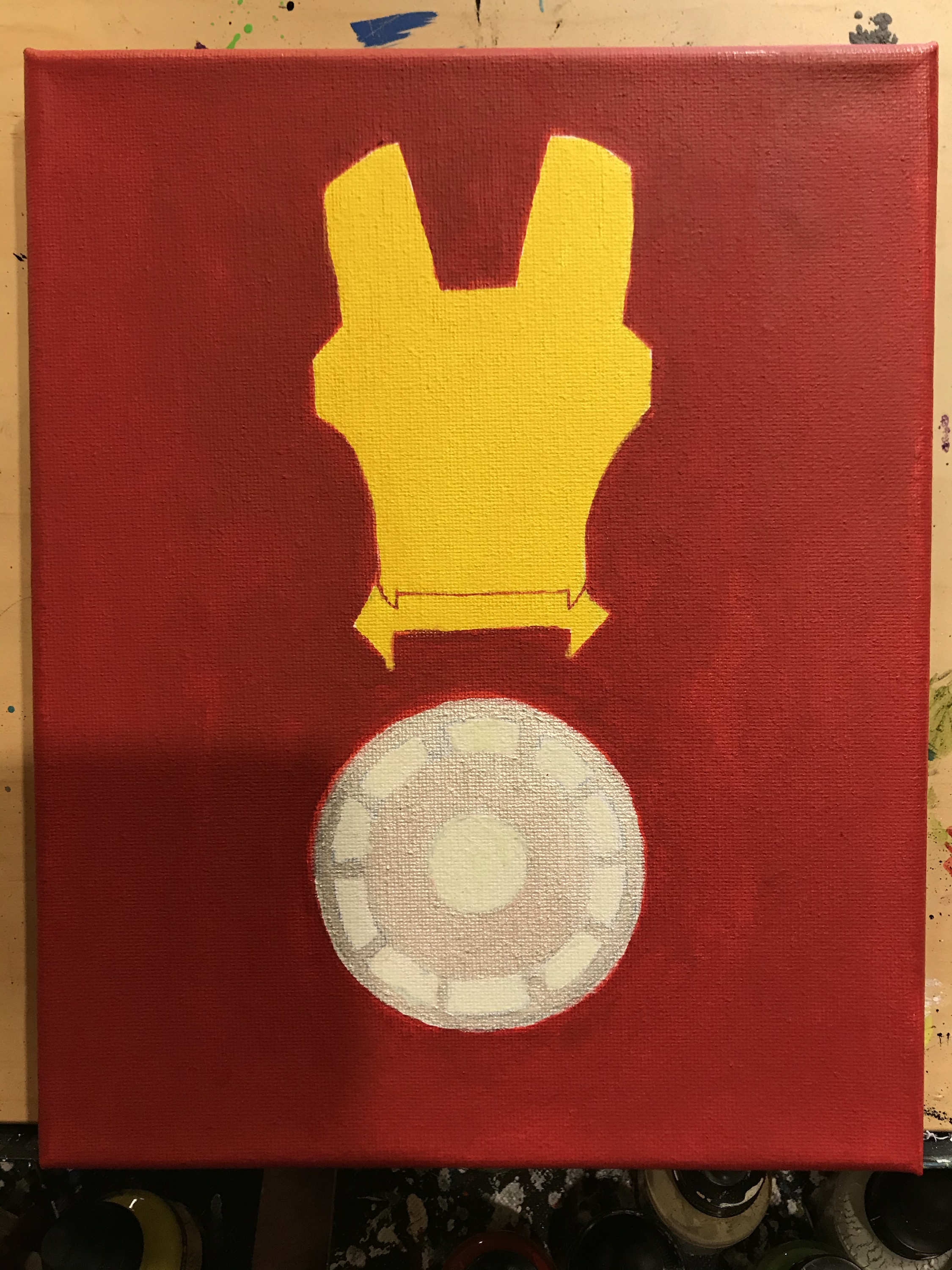 Acrylic Ink Painting 8x10 of Marvels image of Ironman. (It glows in the dark)