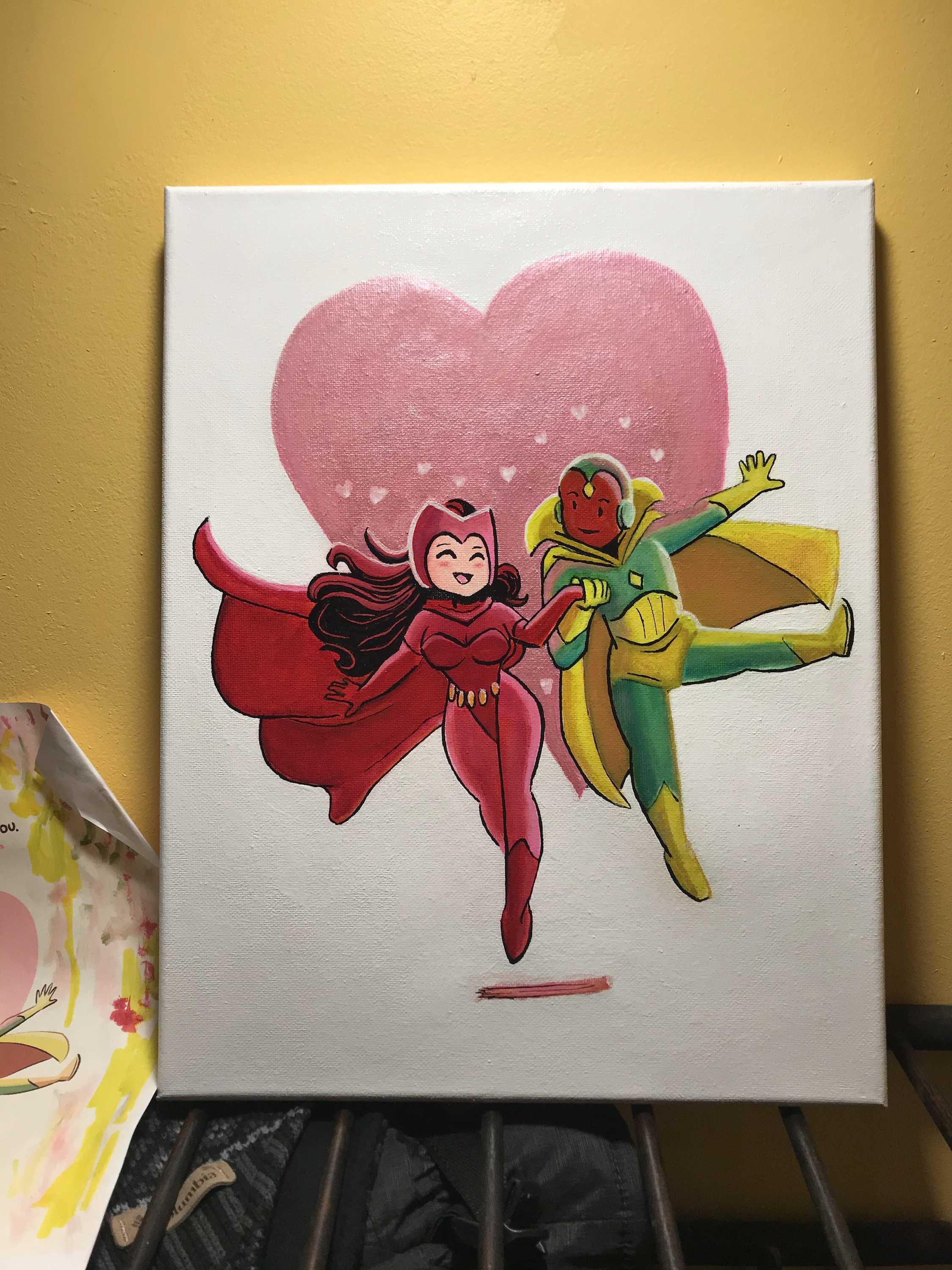 Acrylic Ink Painting 11x17 Wanda and Vison