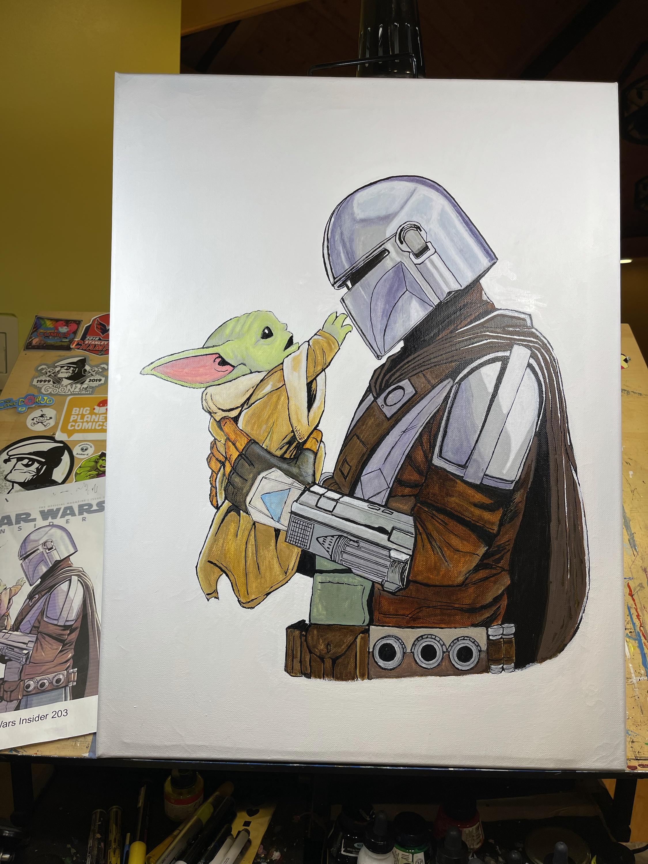 Acrylic Ink Painting 18x24 Star Wars Mandalorian