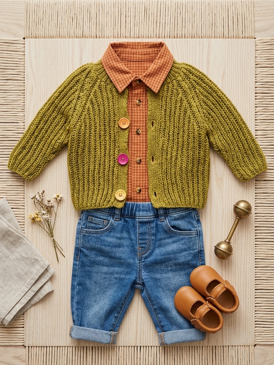 Gilet Olive en Laine Mérinos Eco-Responsable