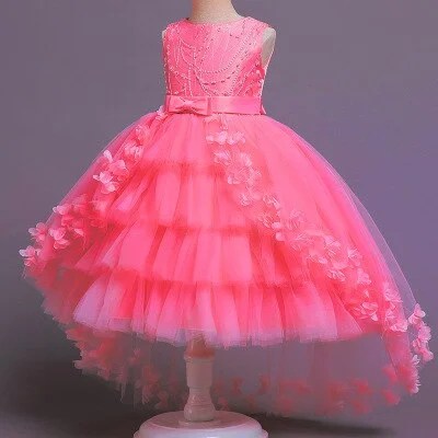 Nieuwe Hoge Kwaliteit Baby Kant Prinses Jurk Voor Meisje Elegante Verjaardagsfeestje Trailing Jurk Baby Meisje Kerst Kleding 3-12yrs