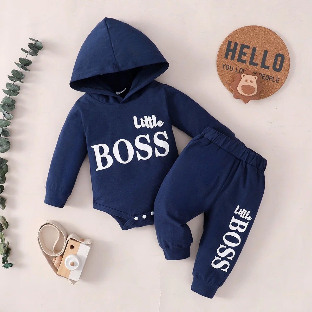 Hibobi 2 Stuks Pasgeboren Baby Boy Kleding Lange Mouwen Hooded Jumpsuit Top & Broek Baby Baby Romper Katoen Kids Outfit