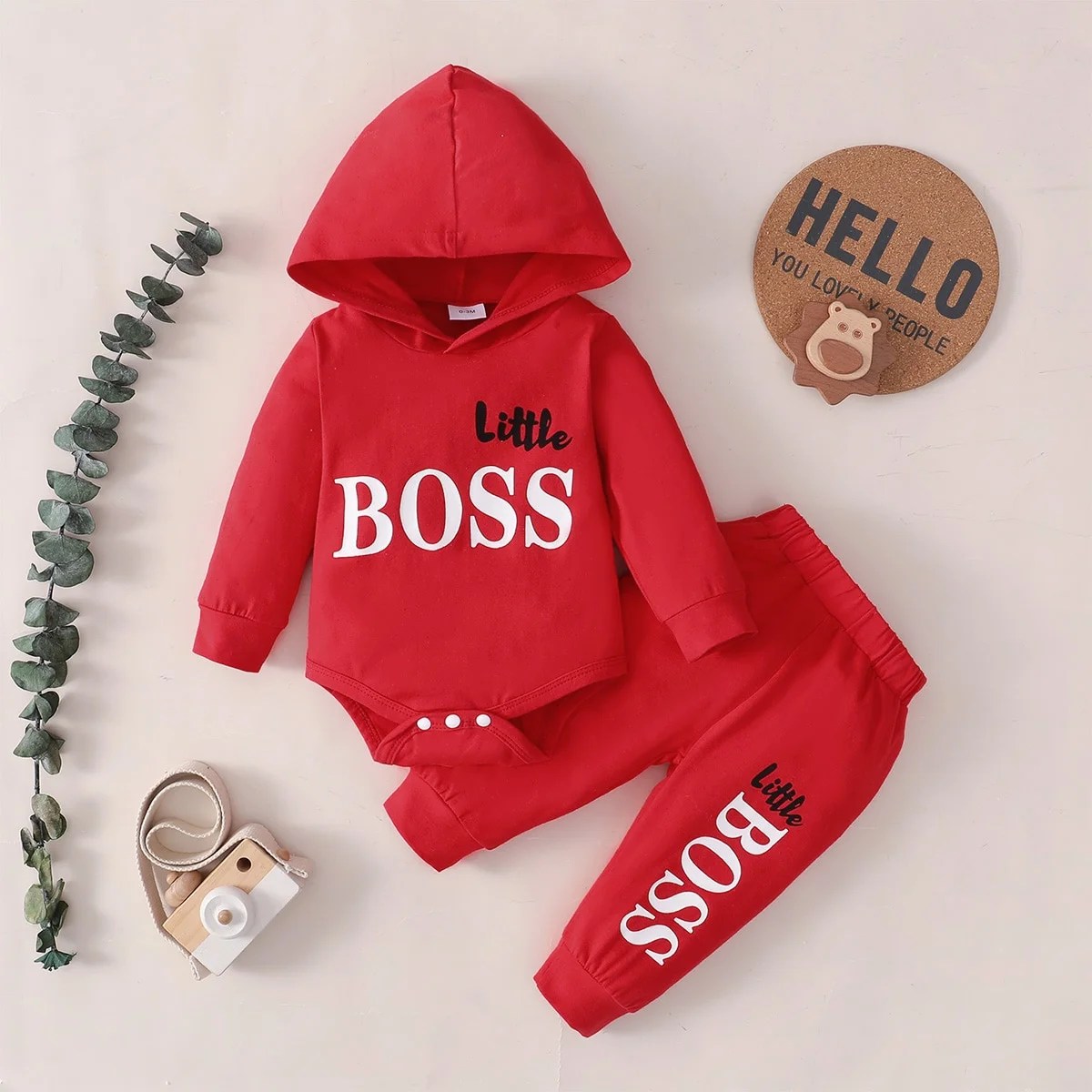 Hibobi 2 Stuks Pasgeboren Baby Boy Kleding Lange Mouwen Hooded Jumpsuit Top & Broek Baby Baby Romper Katoen Kids Outfit
