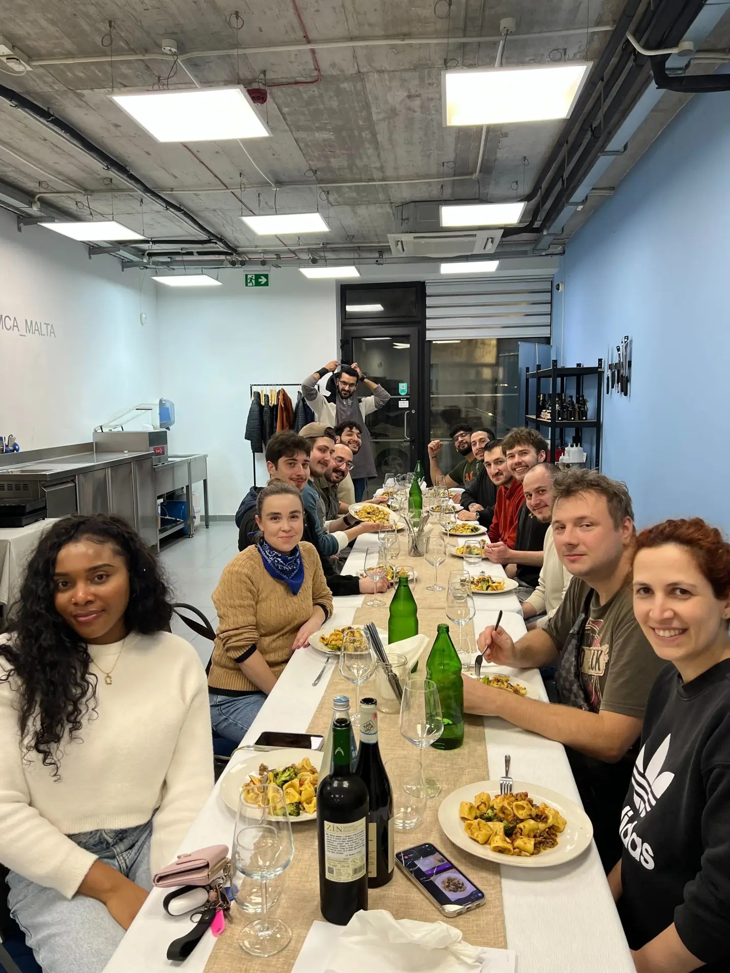 Developers eating together