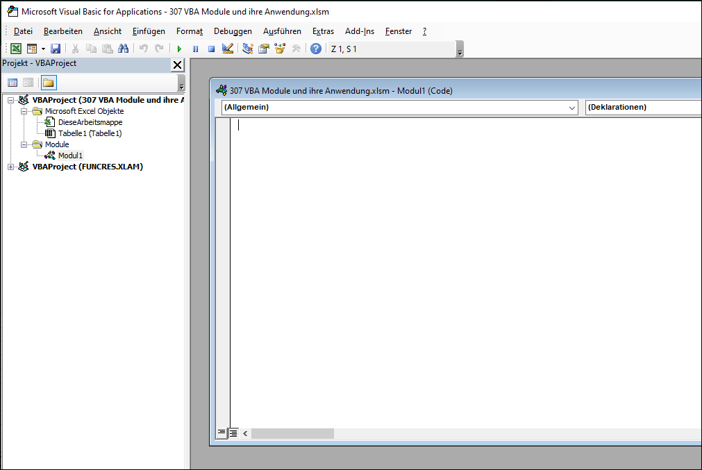 ein Standardmodul einfügen