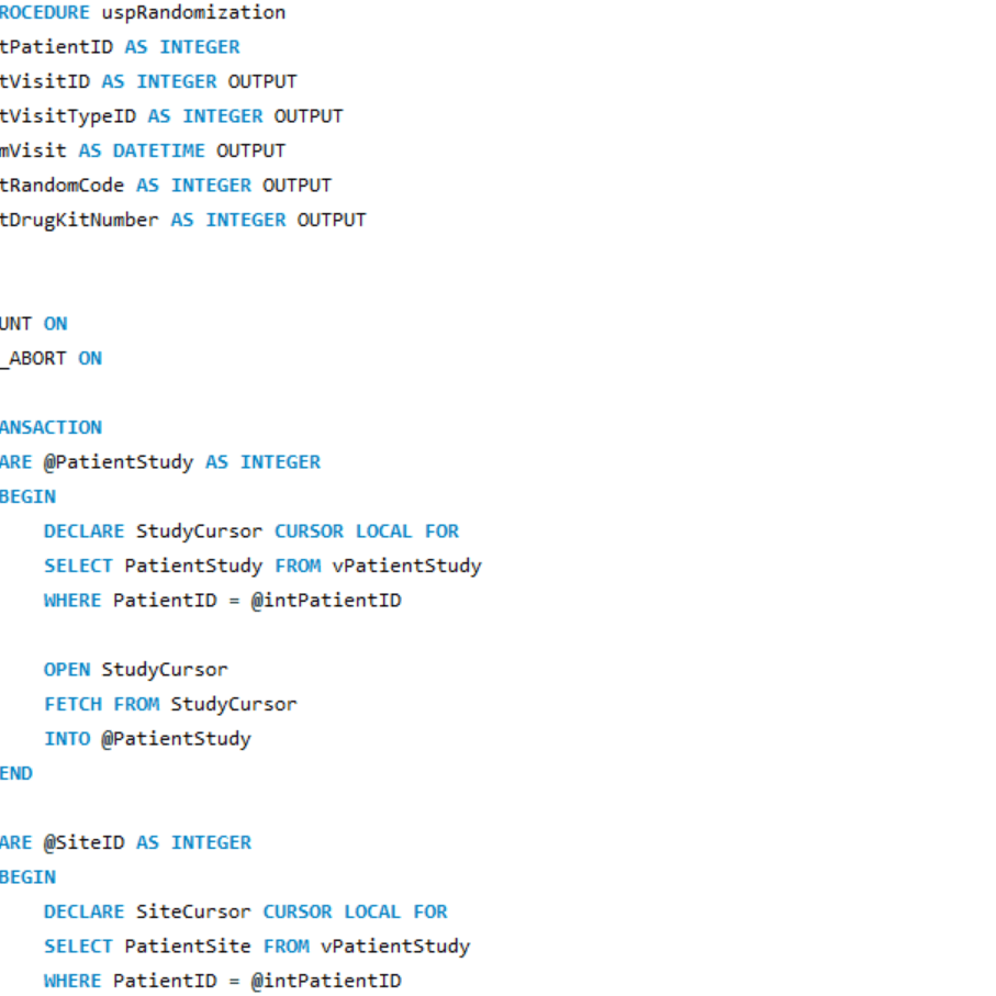 SQL script creating procedure and beginning transaction