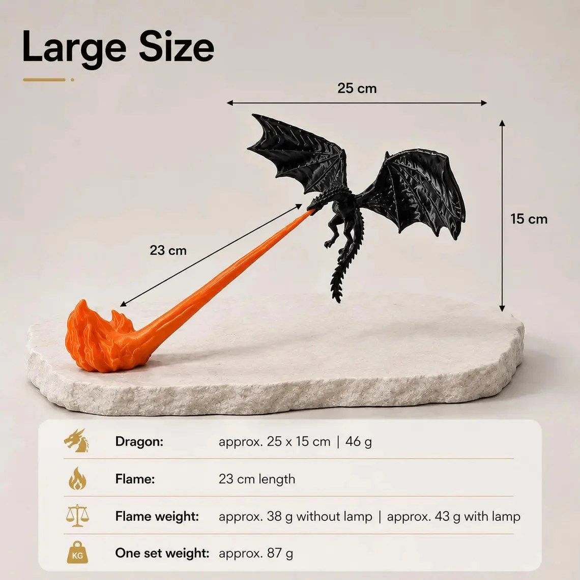 ClickWix Custom Dragon LED Night Light, 3D Fire Breathing Dragon Lamp, Battery Powered Fantasy Figurine, Personalized Gamer Room Decor Gift - Image 9