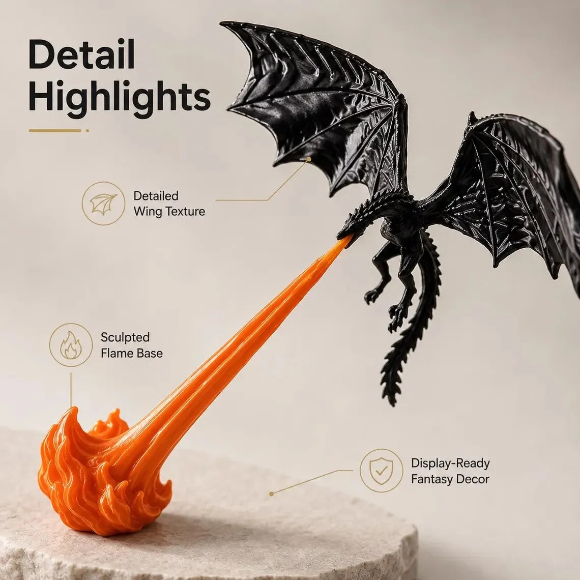 ClickWix Custom Dragon LED Night Light, 3D Fire Breathing Dragon Lamp, Battery Powered Fantasy Figurine, Personalized Gamer Room Decor Gift - Image 6