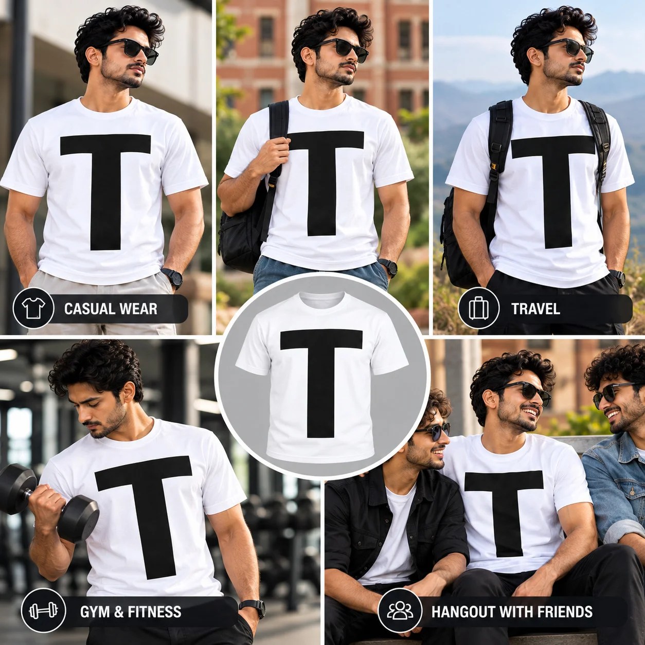 ClickWix Giant T Men's White T-Shirt - Bold Black Letter Print - Image 5