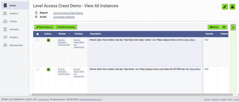 Amp Violations Instance Report View Level Access Help Center - Desktop Light Patterns for Desktop