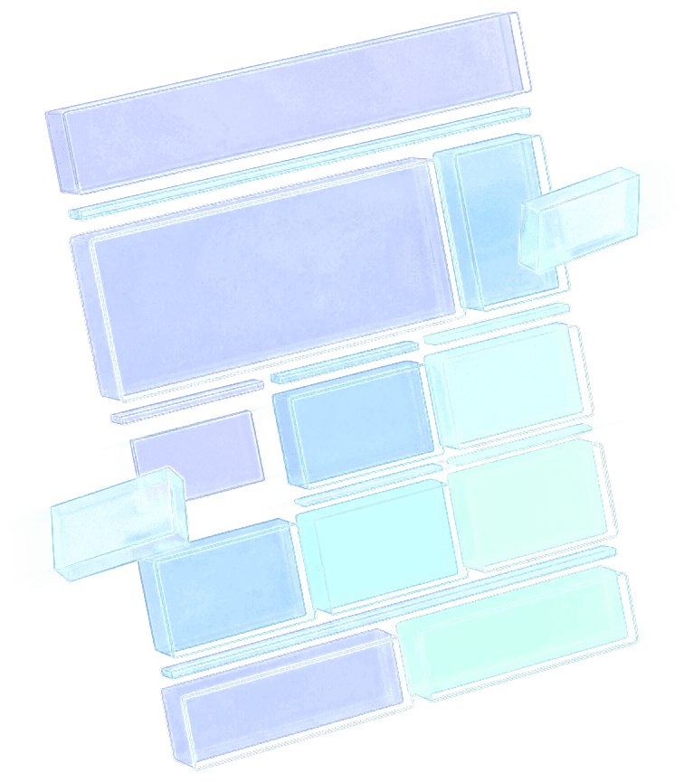 Glass layout blocks snapping into a web page grid