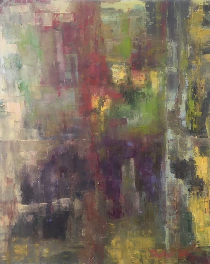 Abstract Painting with Purples, Reds and Yellow