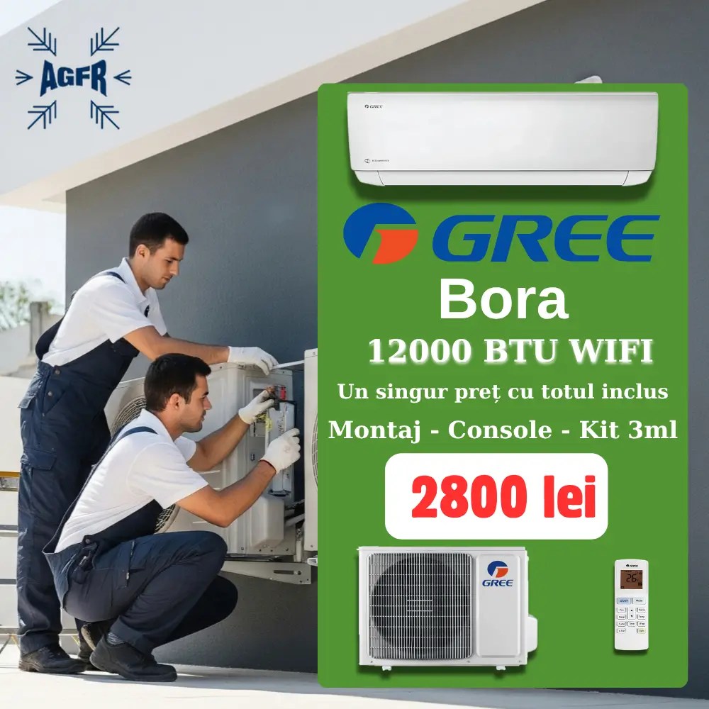 Oferta aer conditionat Gree Bora A4 Silver R32 GWH12AABXB-K6DNA4A Inverter 12000 BTU cu montaj