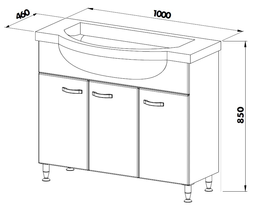 Lavoar cu dulap Olimpia 100cm (white)