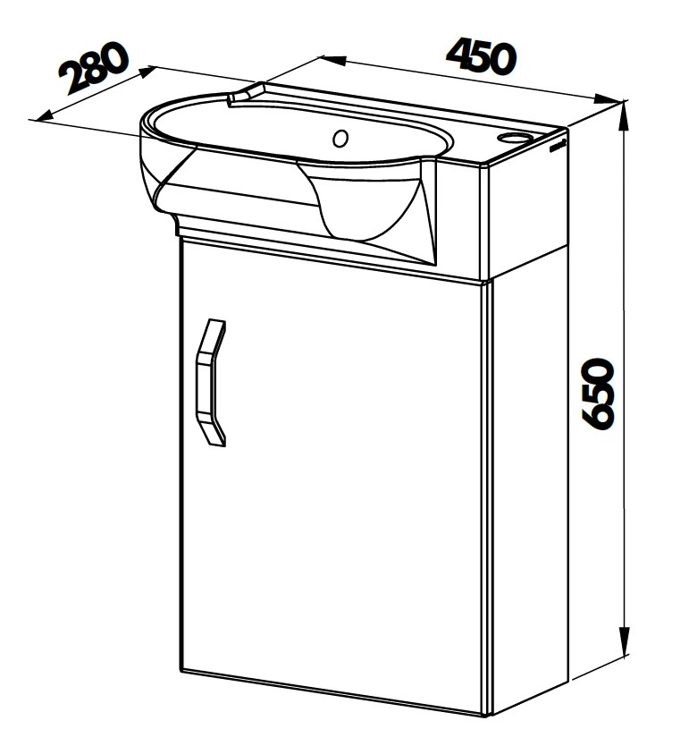 Lavoar cu dulap Pera 45cm (white)
