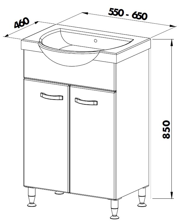 Lavoar cu dulap Olimpia 65cm (white)
