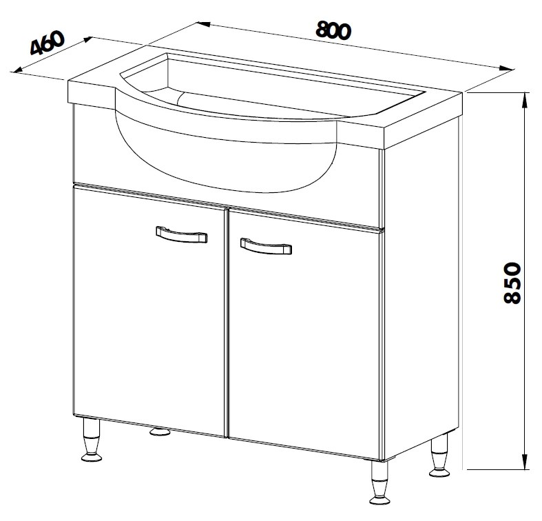 Lavoar cu dulap Olimpia 80cm (white)