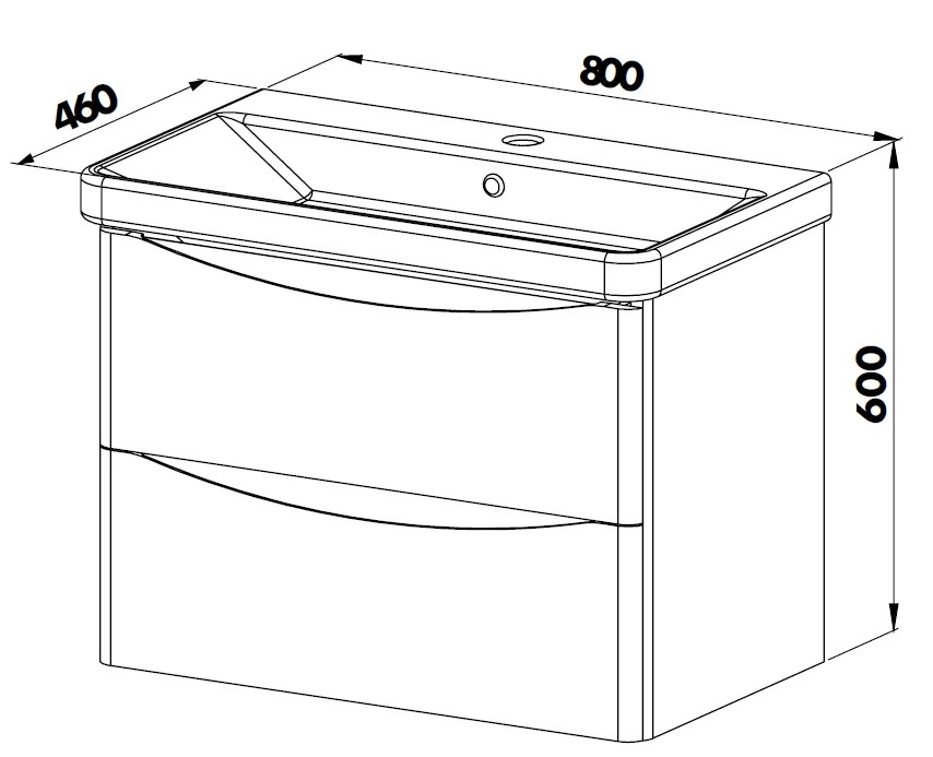 Lavoar cu dulap Zen 80cm (anthracite)