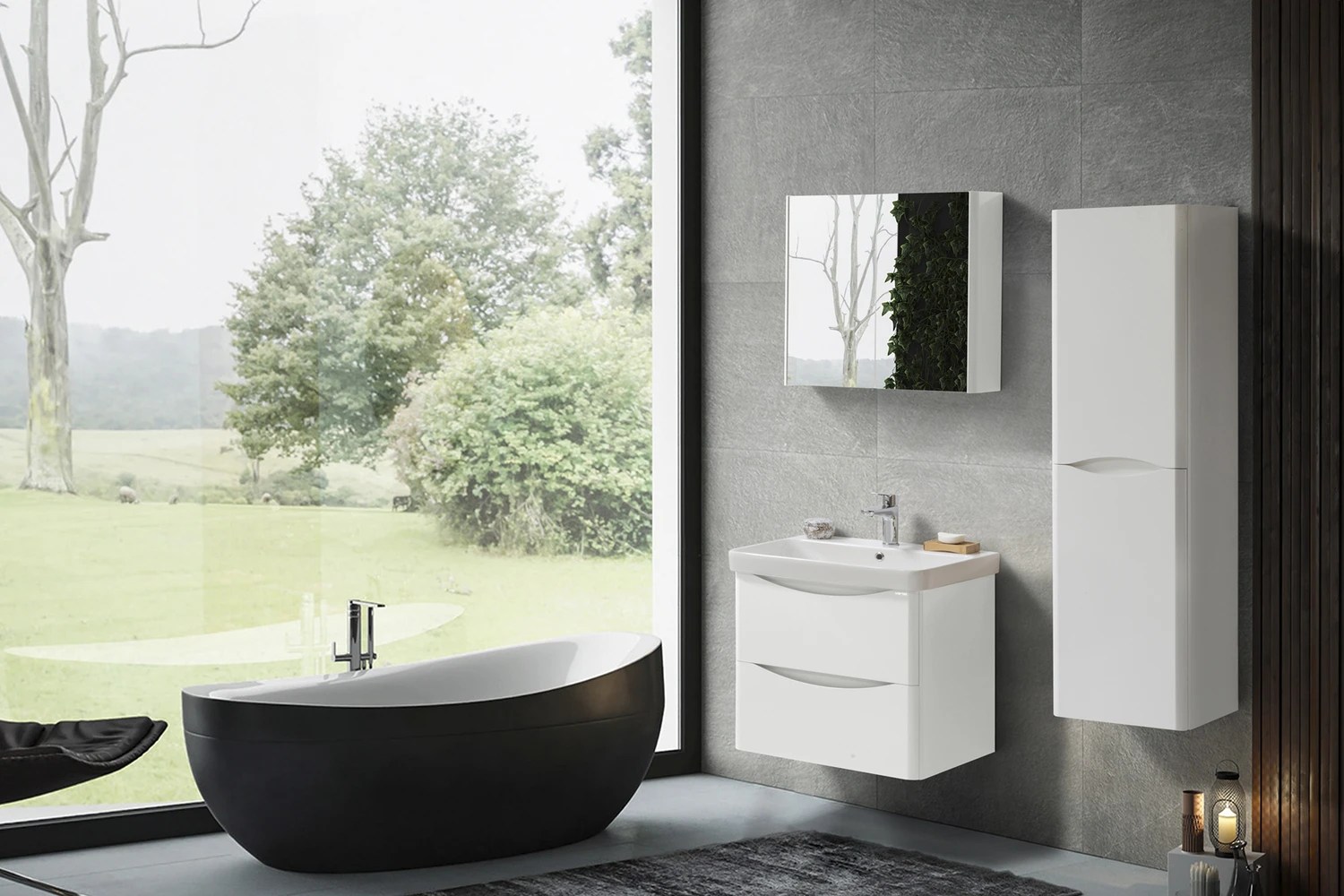 Dulap cu oglinda Zen 60cm (white)