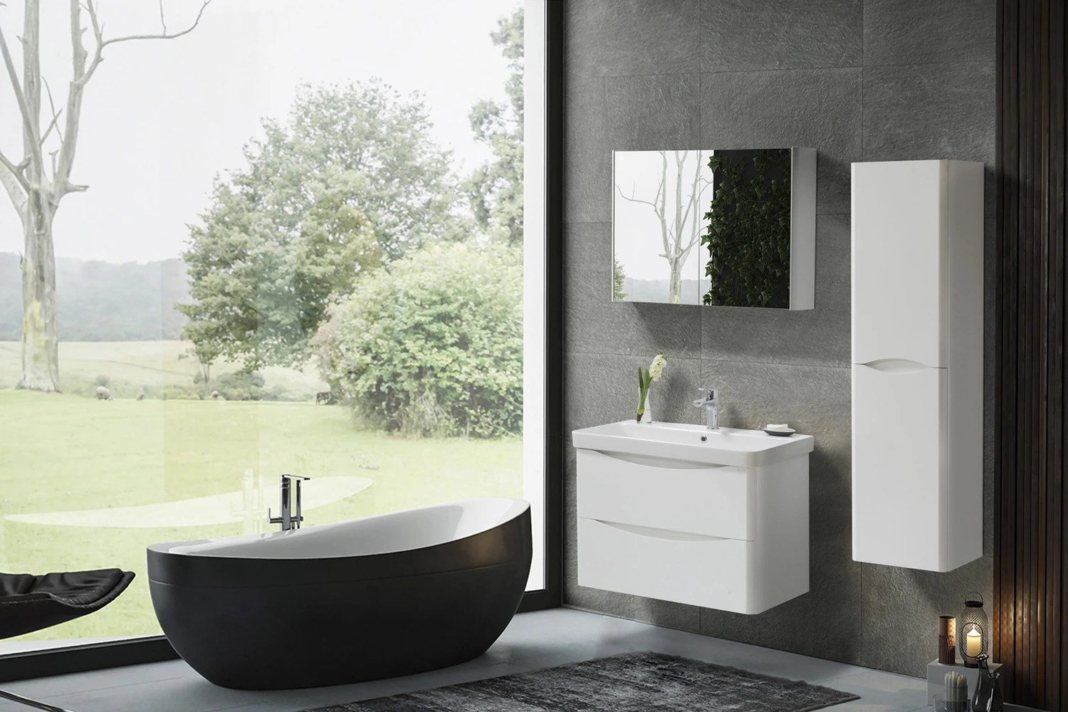 Dulap cu oglinda Zen 80cm (white)