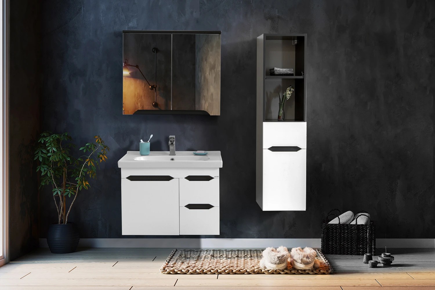 Dulap cu oglinda MARTAT Smart 80cm (grey)