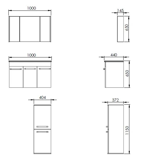 Dulap cu oglinda MARTAT Menekse 100cm (white)
