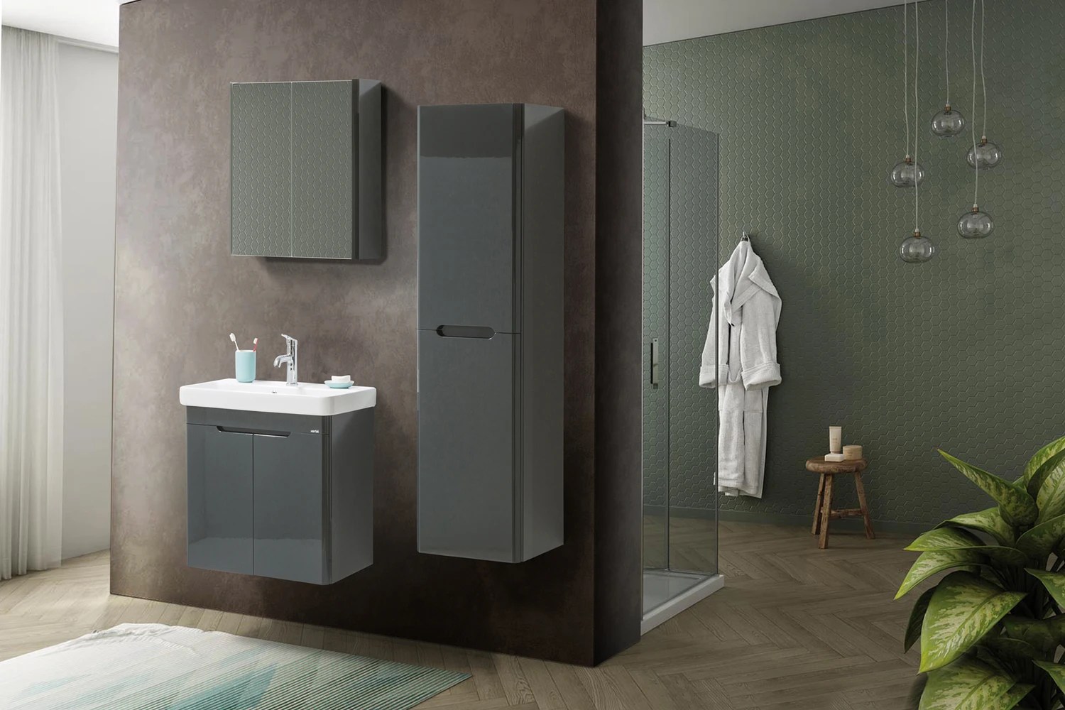 Dulap cu oglinda MARTAT Rio 55cm (athracite)