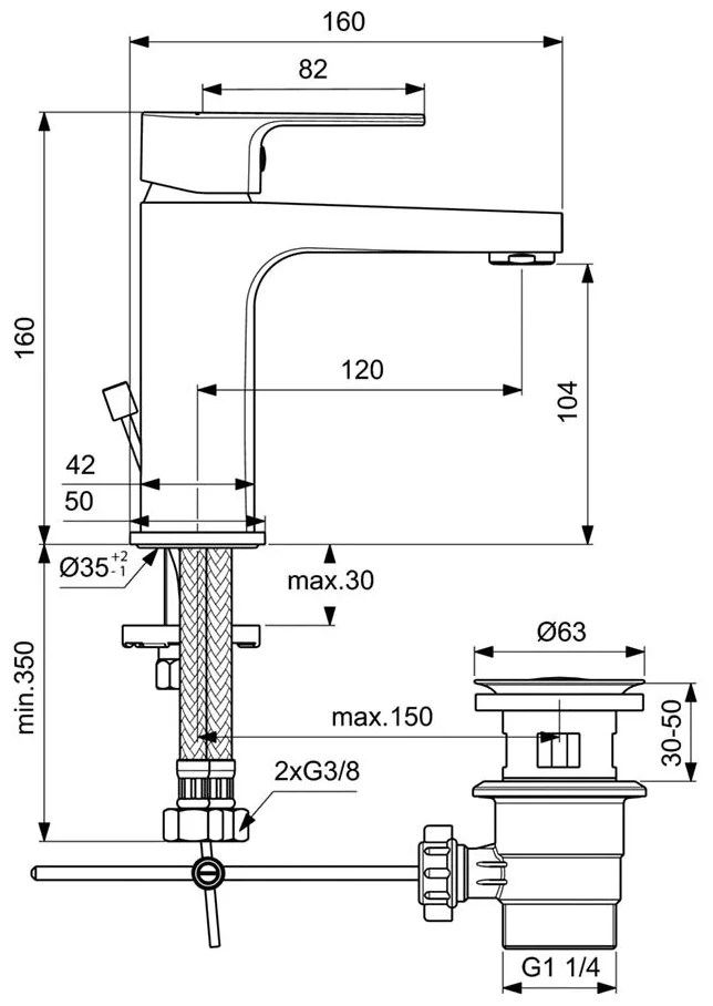 Set baterii Ideal Standard ESLA (Cada+Lavoar+Bara dus) BC264AA
