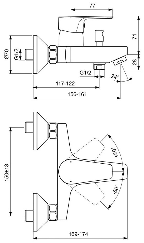Set baterii Ideal Standard ESLA (Cada+Lavoar+Bara dus) BC264AA